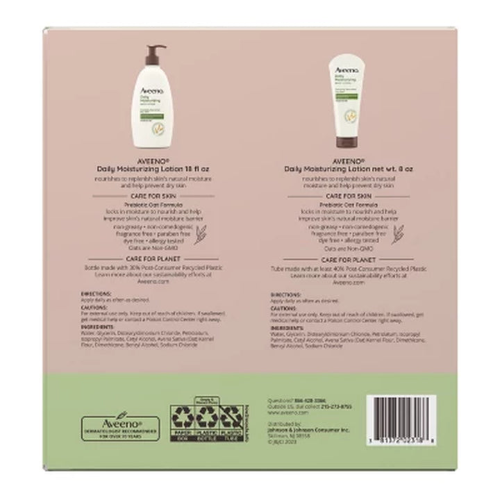 Aveeno Daily Moisturizing Body Lotion 18 Oz., 2 Pk. + 8 Oz. Tube