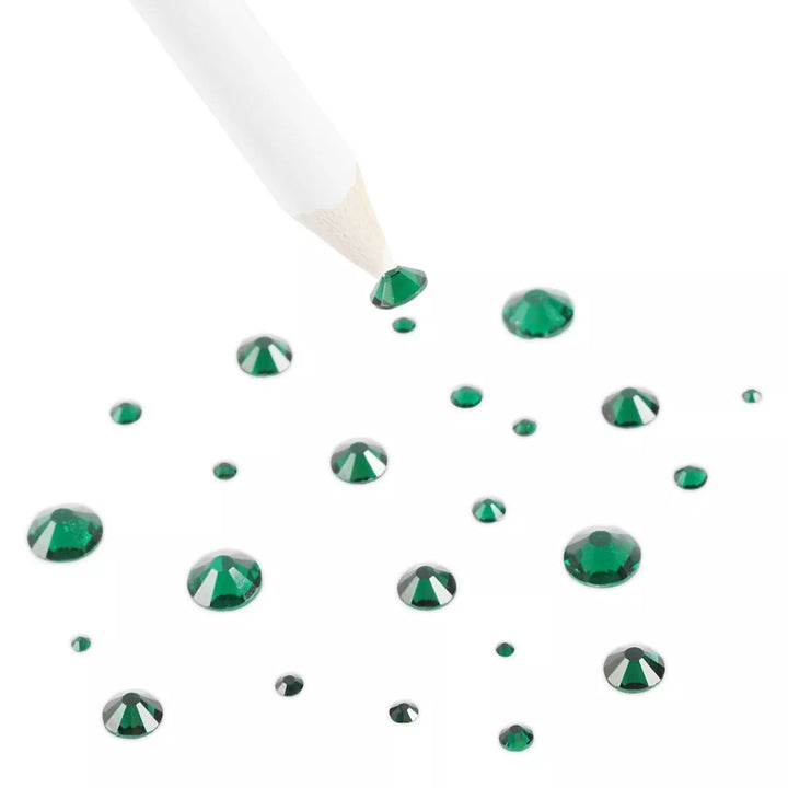 Bright Creations 2880 Piece Acrylic Nail Art Kit with Green Rhinestone Gems, Dotting Pen, Tweezers