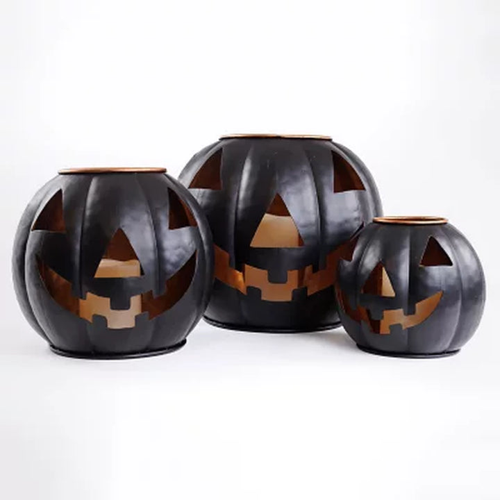 Member'S Mark Pre-Lit Black Metal Jack-O-Lantern, Set of 3