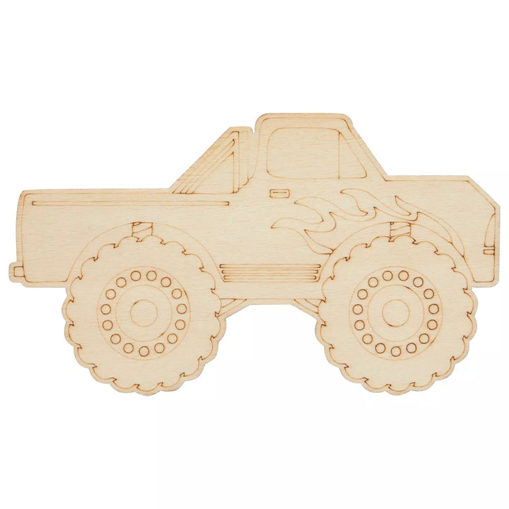 Wood Cutouts for Crafts, Monster Truck (4.6 X 3 In, 24-Pack)