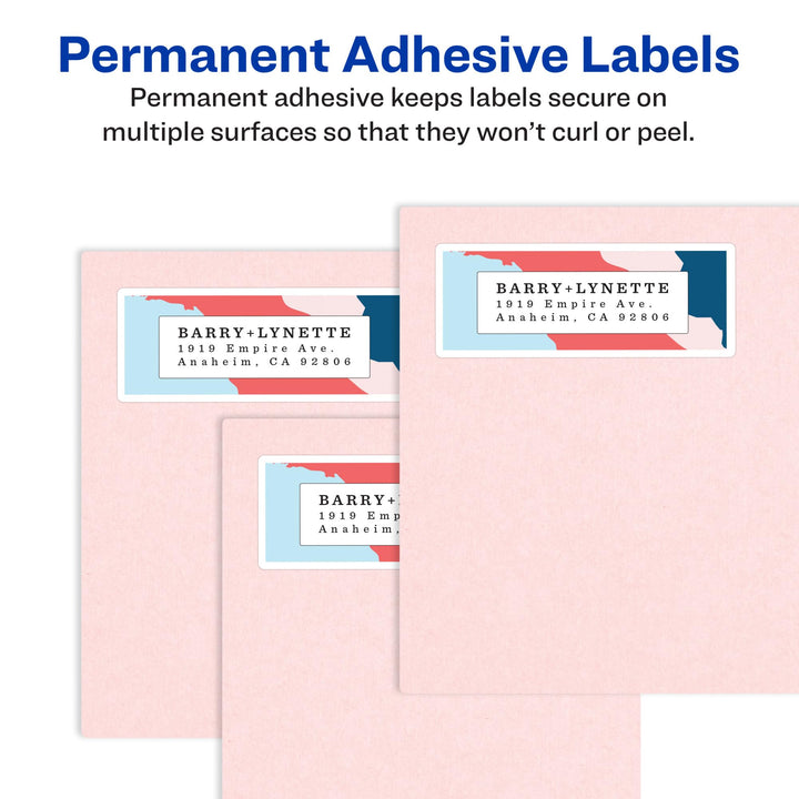 Avery Return Address Labels with Sure Feed and Easy Peel Technology, Glossy White Labels, 2/3" x 1-3/4", Permanent Adhesive, Laser/Inkjet, 600 Glossy Labels (6523) 600 labels 2/3" x 1-3/4"