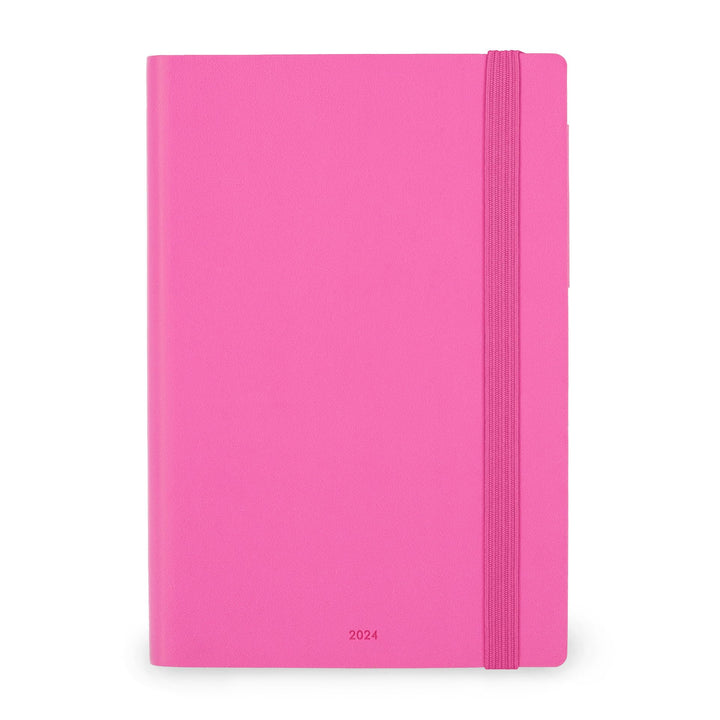 Legami - Medium Daily Diary, 12 Months, from January 2024 to December 2024, Elastic Closure, Monthly Planner January 2025, Final Pocket, Removable Address Book, 12 x 18 cm, Bougainvillea Colour