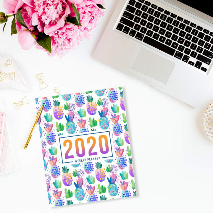 2020 Weekly Planner: January 1, 2020 to December 31, 2020: Weekly & Monthly View Planner, Organizer & Diary: Watercolor Pineapples 750-4