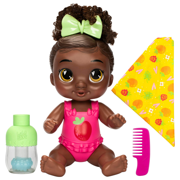 Baby Alive Shampoo Snuggle Berry Boo Black Hair 11 Inch Water Baby Doll Playset, Toys for 3 Year Old Girls & Boys & Up