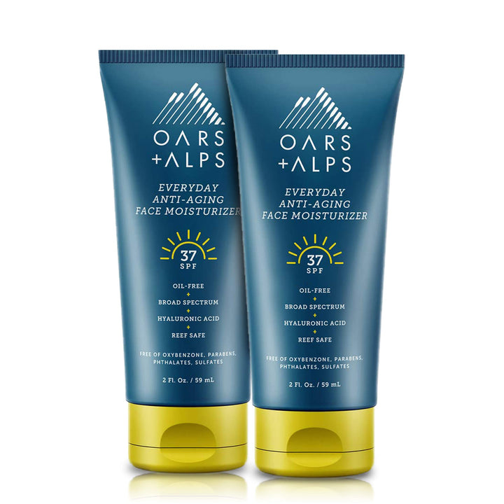 Oars + Alps SPF 37 Sunscreen and Everyday Anti Aging Face Moisturizer, Infused with Hyaluronic Acid, Vitamin E and Vitamin B5, TSA Friendly, 2 Fl Oz Each, 2 Pack 2 Fl Oz (Pack of 2)