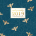 Weekly & Monthly 2019 12-Month Splendid Planner: Modern Navy Blue & Gold Honey Bee Dated Agenda Book, January - December 2019