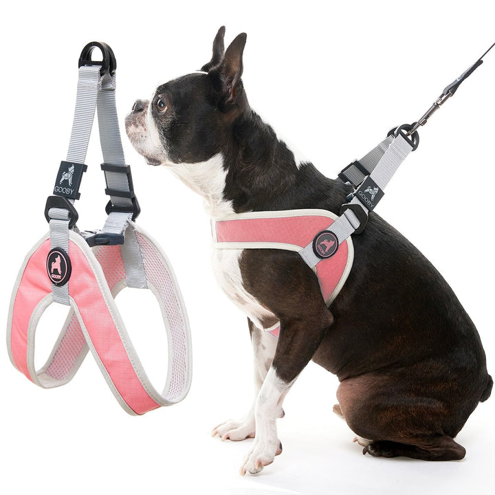 Gooby Simple Step in III Harness - Pink, X-Small - Small Dog Harness with Scratch Resistant Outer Vest - Soft Inner Mesh Harness for Small, Medium Dogs X-Small chest (12∼14.75")