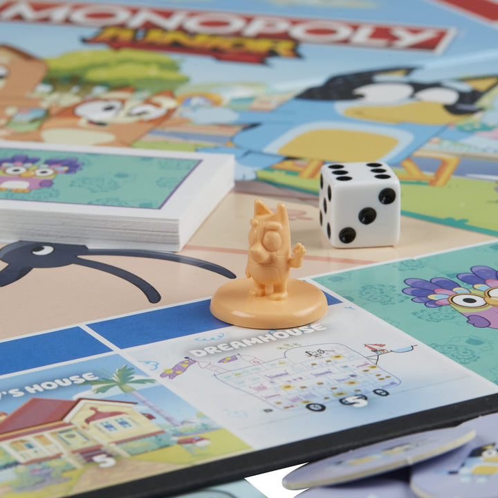 Hasbro Gaming Monopoly Junior: Bluey Edition Board Game for Kids Ages 5+, Play as Bluey, Bingo, Mum, and Dad, Features Artwork from The Animated Series (Exclusive)