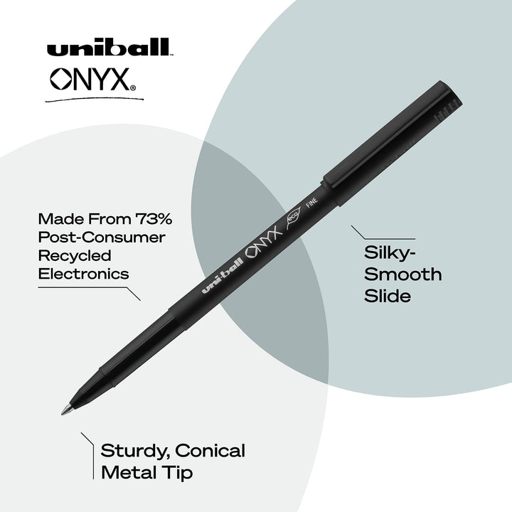 Uniball Onyx Rollerball Stick Pen 12 Pack, 0.7mm Fine Black Pens, Gel Ink Pens | Office Supplies, Pens, Ballpoint Pen, Colored Pens, Gel Pens, Fine Point, Smooth Writing Pens