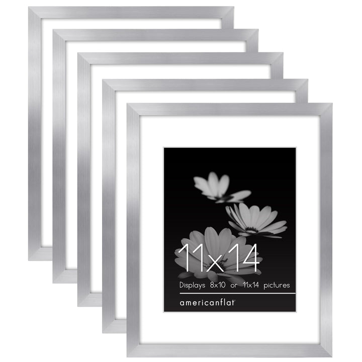 Americanflat 12x16 Picture Frame with Polished Plexiglass - Set of 5 - Use as 8.5x11 Frame with Mat or 12x16 Frame Without Mat - Galleria Collection - Gallery Wall Frame Set for Wall Display - White