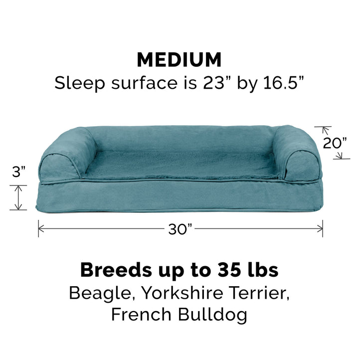 Furhaven Replacement Dog Bed Cover Plush & Suede Sofa-Style, Machine Washable - Deep Pool, Medium