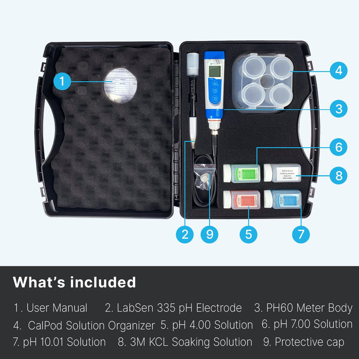 Apera Instruments PH60-WW Handheld pH Meter Tester Kit with LabSen 335 ATC pH Electrode for Lab-Grade pH Measurement in Wastewater, Suspensions, and Emulsions For Dirty Liquids