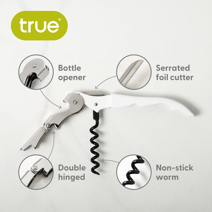 True Brands TrueTap Double Hinged Waiters Corkscrew, Top-notch Stainless Steel Opener with Foil Cutter Built to Last Wine Key Gold, Set of 1