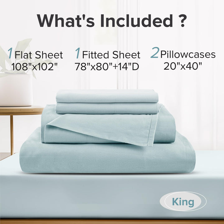 Comfort Spaces 100% Cotton Sheet Set Breathable, Lightweight, Soft with 14" Elastic Pocket Fits up to 16" Mattress, All Season Cozy Bedding, Matching Pillow Case, Queen Good Vibes 4 Piece