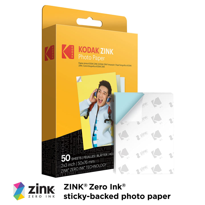 Zink KODAK 2"x3" Premium Photo Paper (50 Sheets) Compatible with KODAK Smile, KODAK Step, PRINTOMATIC, 50 count (Pack of 1) White 50 Pack