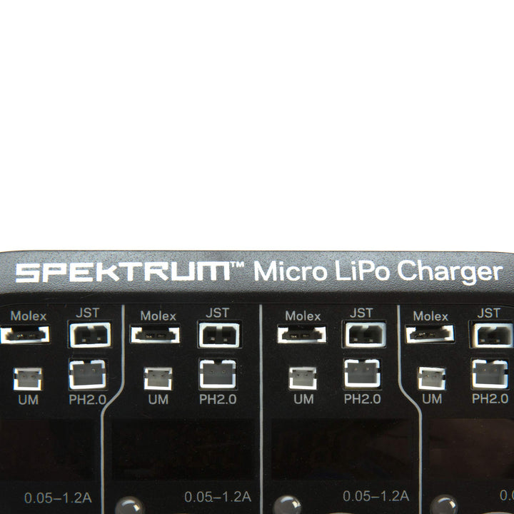 Spektrum S44 Smart Charger: Micro 4-Port 1S LiPo Battery Charger | AC DC Input | Independent Output Ports| Digital LED Display