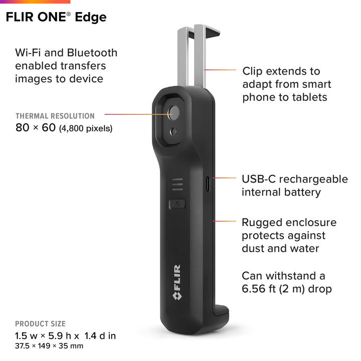 FLIR ONE EDGE- Wireless Thermal Imaging Camera for Smartphones: Compatible with all iOS and Android devices including iPhone 15 part of the whole camera.