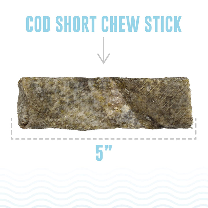 Icelandic+ Cod Skin 5" Short Hand Wrapped Dog Chew Stick, 3-Pack, 2.8-oz Bag