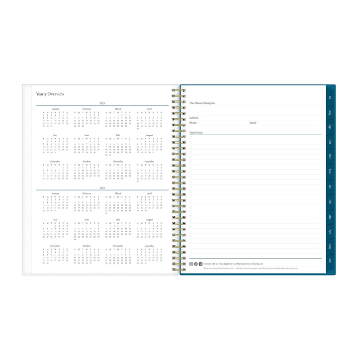 Blue Sky 2023-2024 Academic Year Weekly and Monthly Planner, 8.5" x 11", Frosted Flexible Cover, Wirebound, Bakah Blue (131951-A24) 8.5" x 11" Old Version