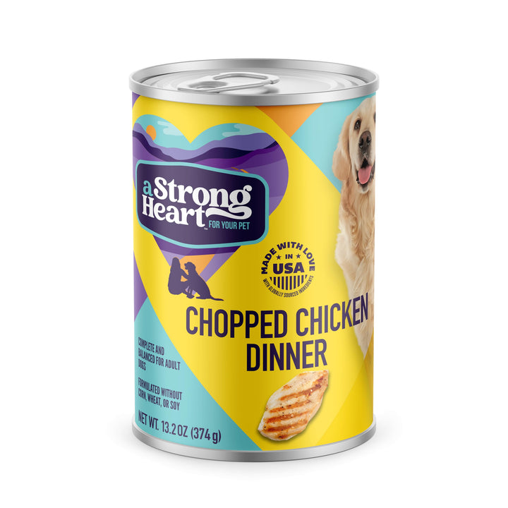 A Strong Heart Wet Dog Food, Chicken & Rice Dinner - 13.2 oz Cans (Pack of 12), Made in The USA with Real Chicken 13.2 Ounce (Pack of 12)