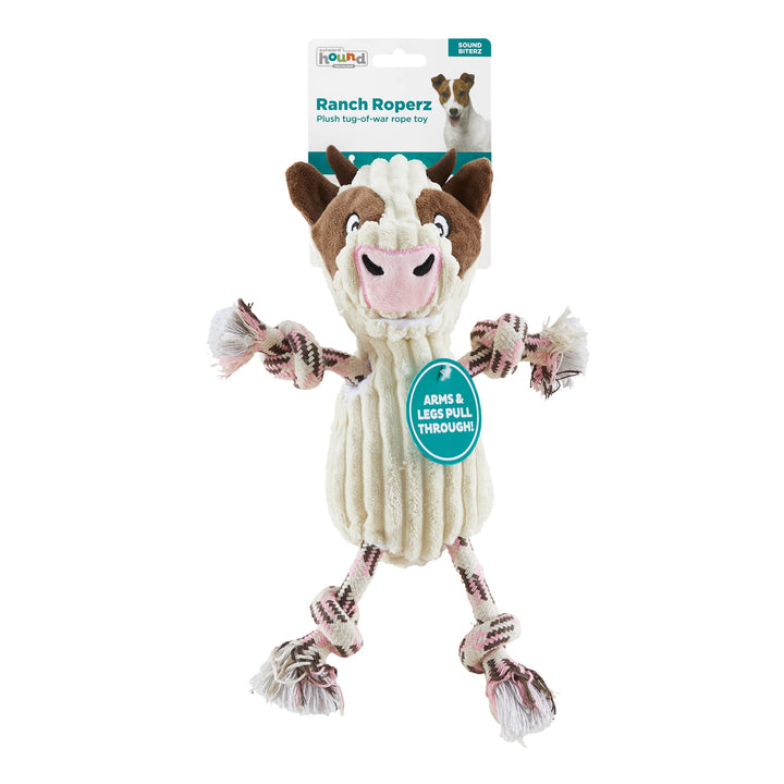 Charming Pet Ranch Roperz Cow Plush Squeaky Dog Toy