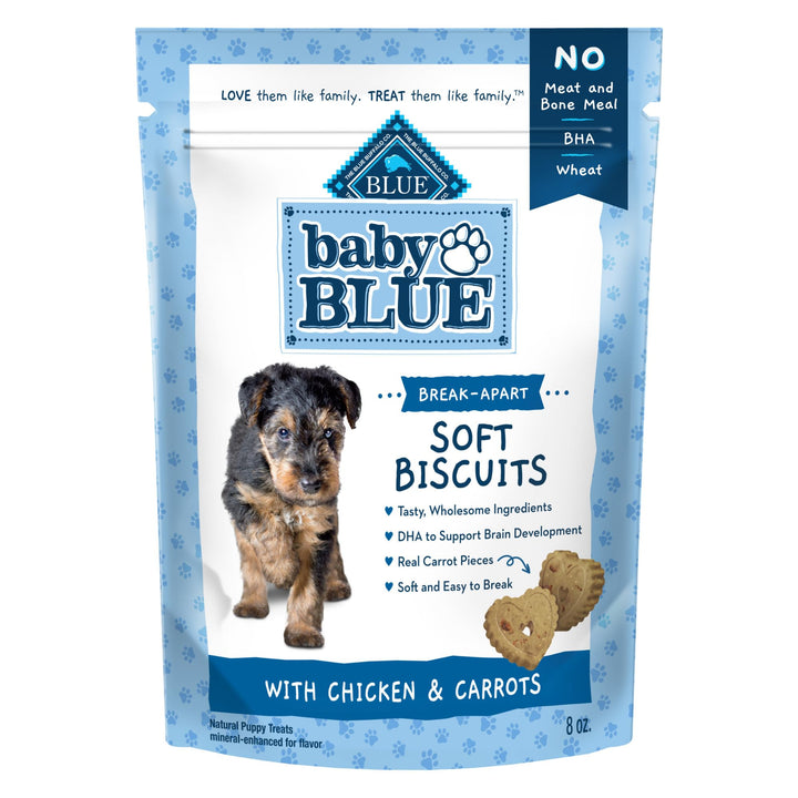 Blue Buffalo Baby BLUE Soft Biscuits with DHA, Natural Dog Treats for Puppies, Great for Training, with Chicken & Carrots, 8-oz. Bag 8 Ounce (Pack of 1)