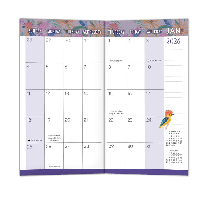 2025 Pocket Planner: Two-Year-Plus Monthly Pocket Calendar Planner (29-Month): August 2024 - December 2026, 6.5" x 3.5" - Birds & Blooms