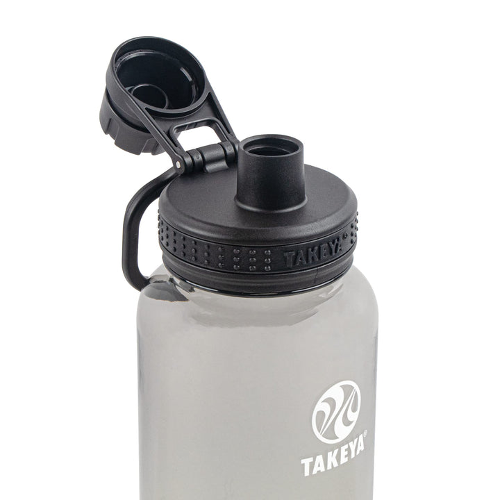 Takeya 40 oz Tritan Plastic Sport Water Bottle with Spout Lid, Premium Quality, BPA Free Food Grade Materials, Stormy Black