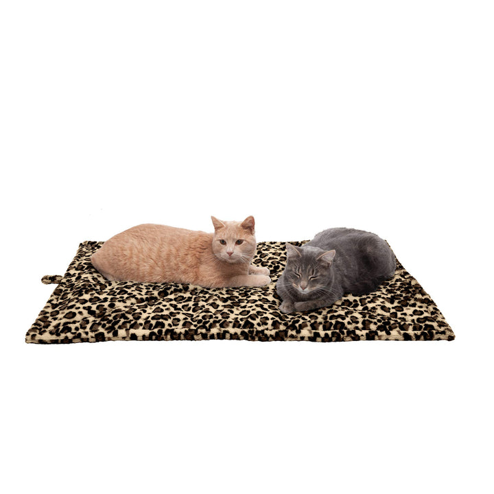 Furhaven ThermaNAP Self-Warming Cat Bed for Indoor Cats & Large/Medium Dogs, Washable & Reflects Body Heat - Quilted Faux Fur Reflective Bed Mat - Leopard, Large ThermaNAP Pad - Quilted Faux Fur (Leopard) 36.0"L x 24.0"W x 0.3"Th Self-Warming Only