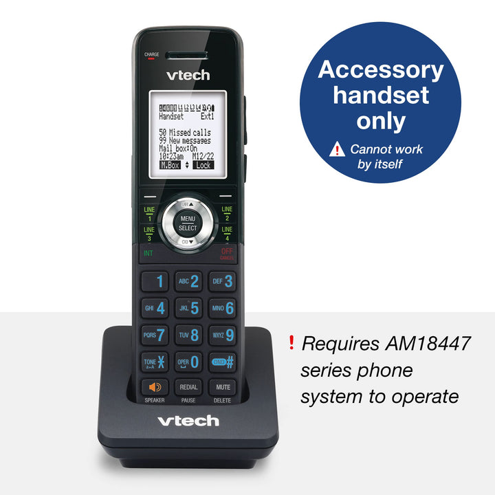 VTech Accessory Handset for VTech AM18447 Small Business System, Black Accessory Cordless Handset Console