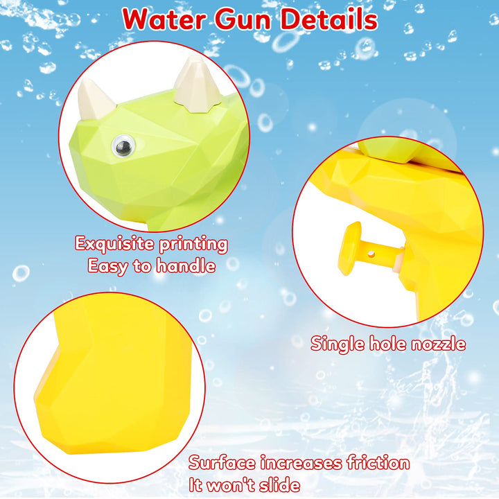 8-Piece Water Gun Set for Kids - Dinosaur Squirt Guns - Water Blaster Soakers - Water Activated Vests - Long-Range Shooting - Summer Pool and Beach Toy