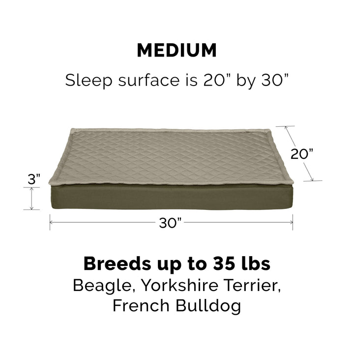Furhaven Replacement Dog Bed Cover Water-Resistant Indoor/Outdoor Quilt Top Convertible Mattress, Washable - Dark Sage, Medium Convertible Quilt Top (Dark Sage) 30.0"L x 20.0"W x 0.3"Th Cover Only