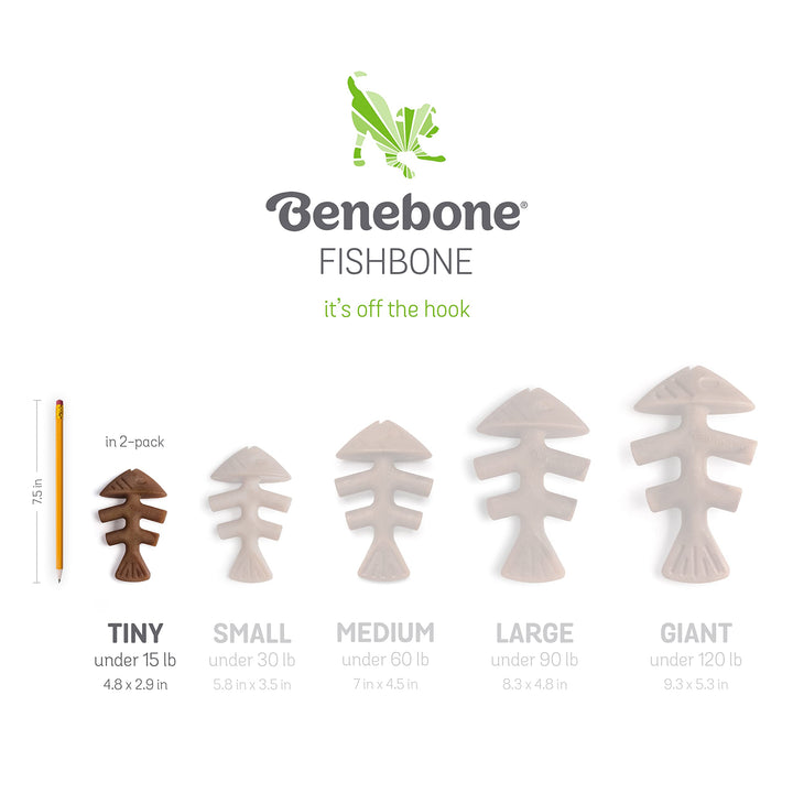 Benebone Puppy Fishbone Dog Chew Toys, Softer for Modest Chewers, Made in USA
