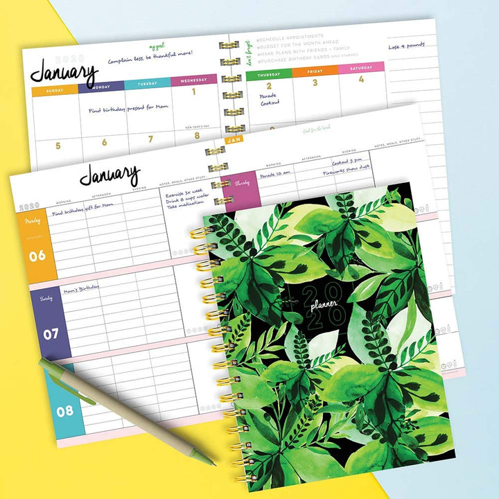 2020 Lush Leaves Medium Weekly Monthly Planner