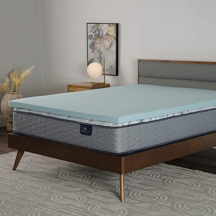 Serta ThermaGel Cooling, Pressure-Relieving Memory Foam Mattress Topper, 2 Inch, Twin, Blue Twin 74"x38"x2"