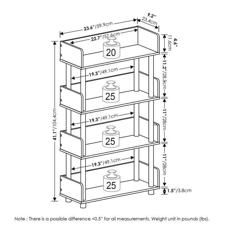 Furinno Turn-N-Tube 5-Tier Multipurpose Shelf / Display Rack / Storage Shelf / Bookshelf, Classic Tubes, Sonoma Oak/White 5-Tier Classic Tube