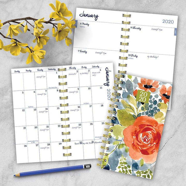 2020 Cool Blooms Small Weekly Monthly Spiral Planner