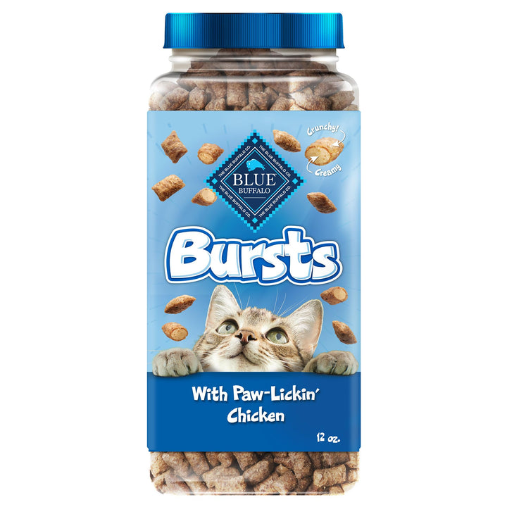 Blue Buffalo Bursts Crunchy & Creamy Cat Treats, Great for Training, Paw-Lickin' Chicken, 12-oz. Tub 12 Ounce (Pack of 1)