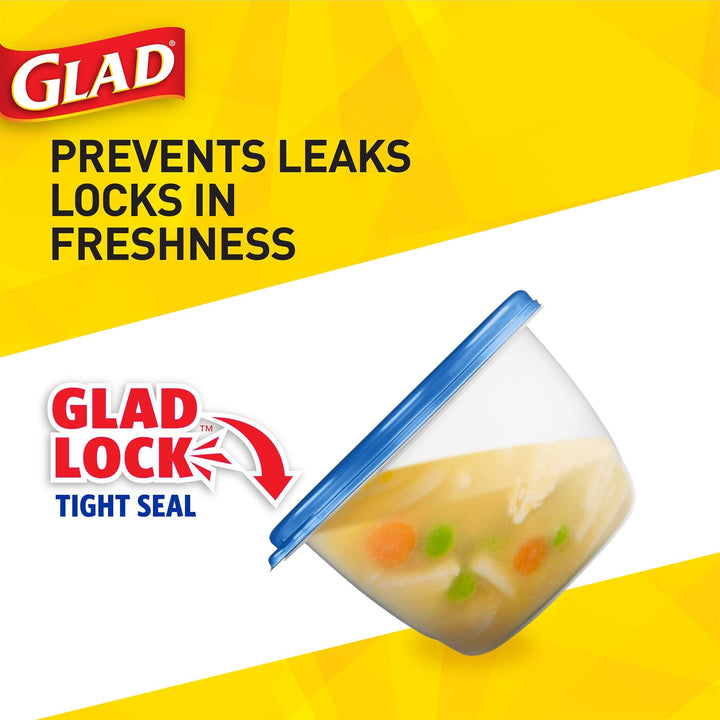 Glad GladWare Entrée Food Storage Containers Lock Tight Seal | BPA Free | Medium Square Plastic Containers Hold Up to 25 Ounces of Food, 5 Count - 2 Pack 25 oz - 10 Count