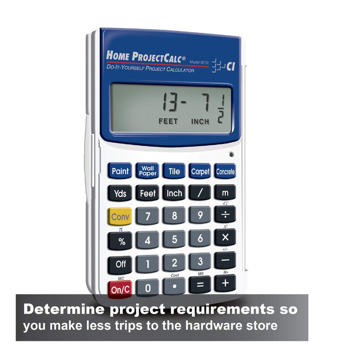 Calculated Industries 8510 Home ProjectCalc Do-It-Yourselfers Feet-Inch-Fraction Project Calculator | Dedicated Keys for Estimating Material Quantities and Costs for Home Handymen and DIYs , White Small