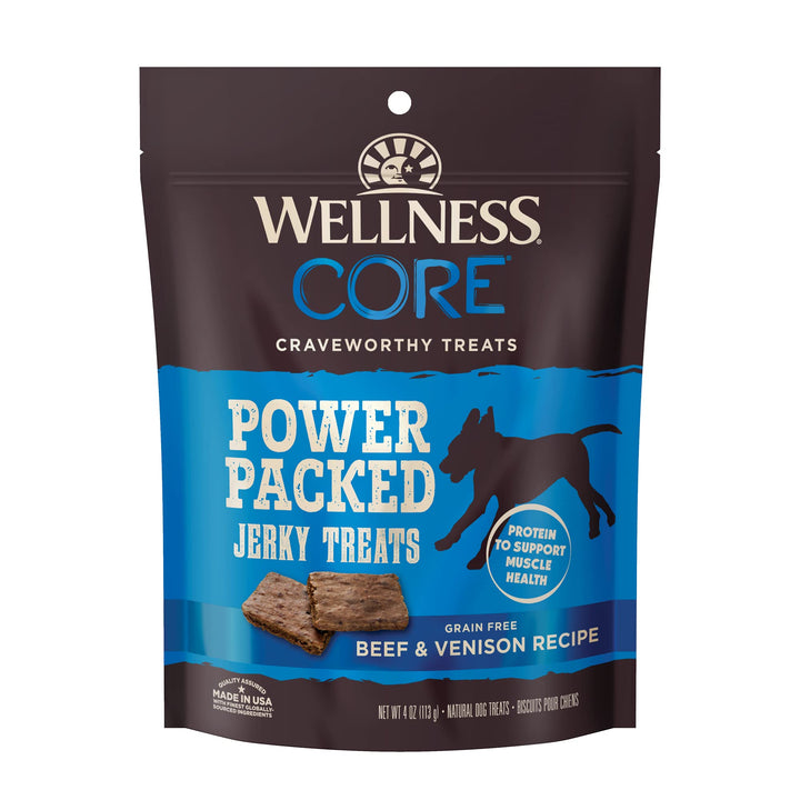 Wellness CORE Power Packed Dog Treats, Grain-Free Tender Jerky Treats, Made in USA (Chicken & Lamb Recipe, 4-Ounce Bag) Chicken & Lamb 4 Ounce (Pack of 1)