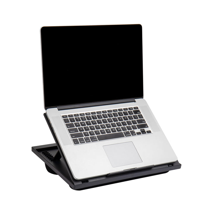 Mind Reader Lap Desk Laptop Stand, Bed Tray, Collapsible, Cushion, Portable, Dorm, Plastic, 14.75"L x 11"W x 7.3"H, Black