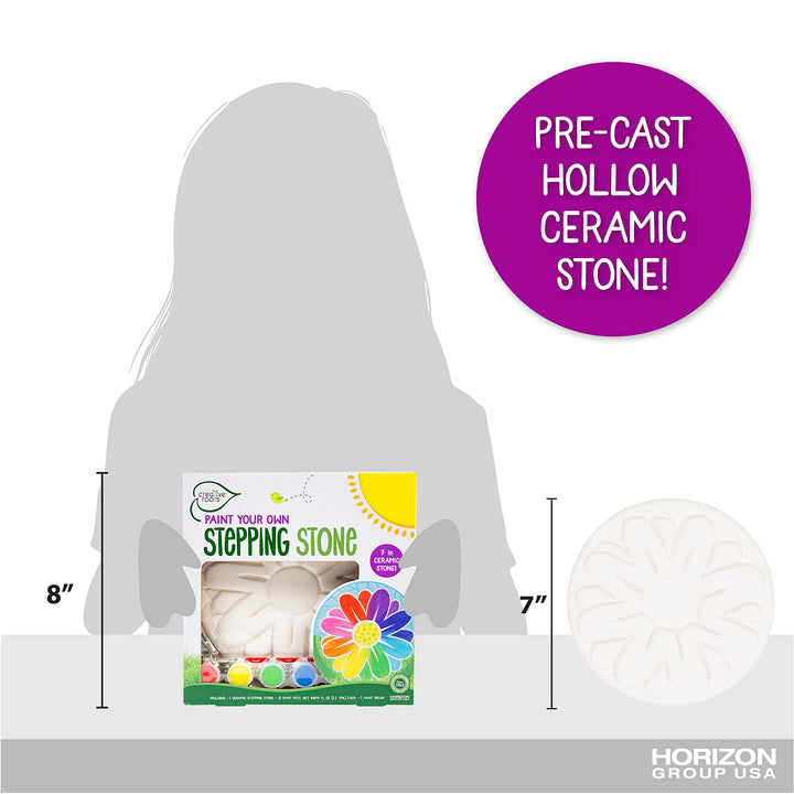 Creative Roots Mosaic Flower Garden Stepping Stone Kit, Includes 7-Inch Ceramic Stone & 6 Vibrant Paints, DIY Stepping Stone Kit for Kids Ages 6+