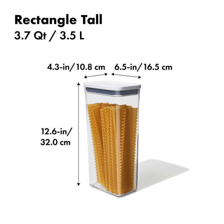 OXO Good Grips POP Container - Rectangle Tall 3.7 Qt, transparent 3.7 Qt - Rectangle - Pasta