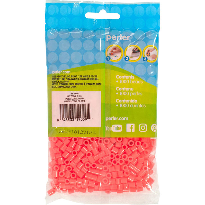 Perler Beads Fuse Beads for Crafts, 1000pcs, Hot Coral Pink Small