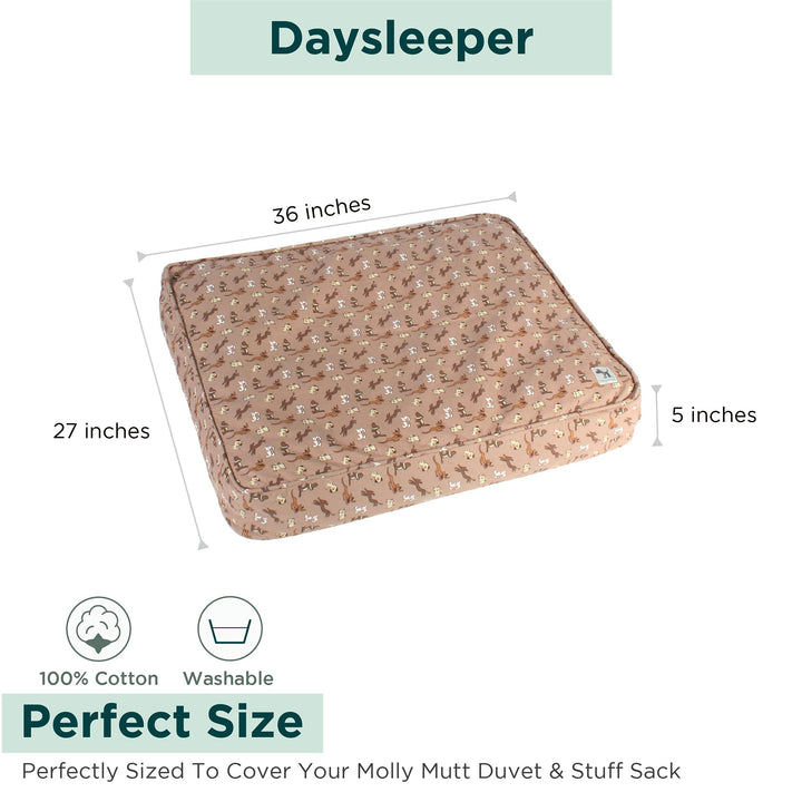 Molly Mutt Medium to Large Dog Bed Cover - Daysleeper Print - Measures 27”x36”x5’’ - 100% Cotton - Durable - Breathable - Sustainable - Machine Washable Dog Bed Cover Medium/Large