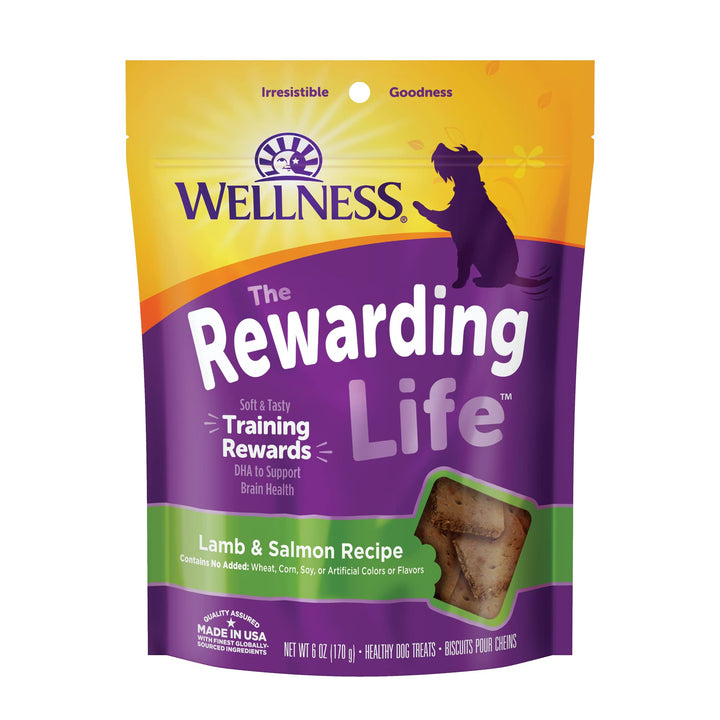 Wellness Rewarding Life Grain-Free Soft Dog Treats, Made in USA with Healthy Ingredients, Ideal for Training (Lamb & Salmon, 6-Ounce Bag) Lamb & Salmon 6 Ounce (Pack of 1)