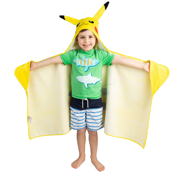 Pokemon Pikachu Bath/Pool/Beach Soft Cotton Terry Hooded Towel Wrap, 24" x 50", By Franco Kids Pokemon Pikachu 24 in x 50 in