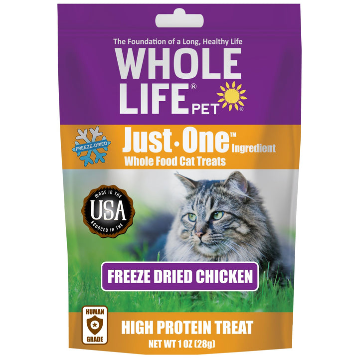 Whole Life Pet Just One Chicken Freeze Dried Cat Treats - Human Grade Cat Food Toppers, High Protein Cat Snacks, Cat Toppers for Food, USA Made Natural Cat Treats - 1 oz (Pack of 1) 1 Ounce (Pack of 1)