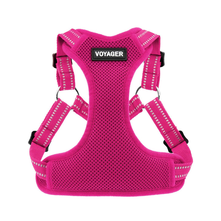 Best Pet Supplies Voyager Adjustable Dog Harness with Reflective Stripes for Walking, Jogging, Heavy-Duty Full Body No Pull Vest with Leash D-Ring, Breathable All-Weather - Harness Only (Fuchsia), S Harness (Fuchsia) S (Chest: 15 - 18")